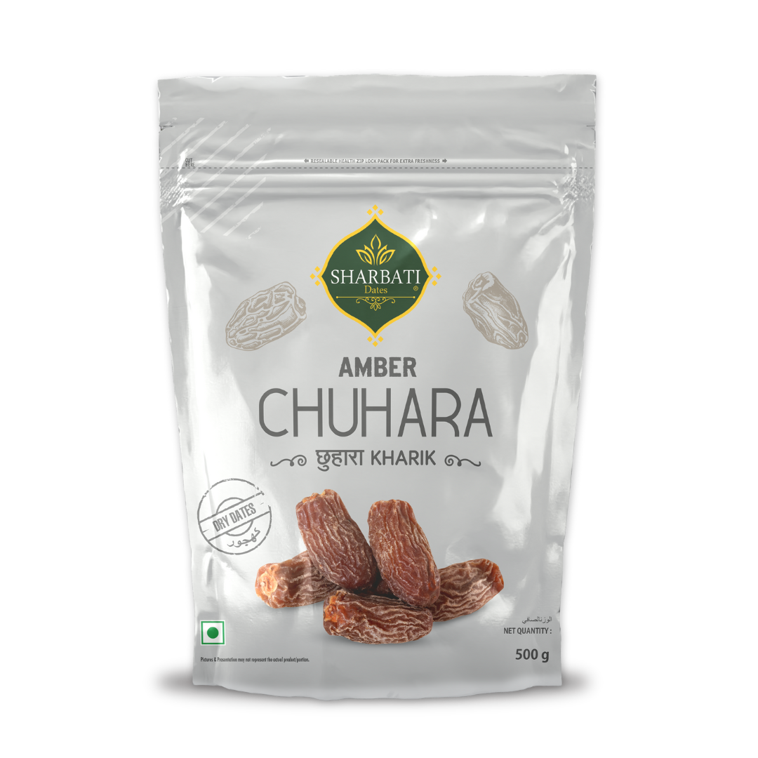 Amber Chuhara (Kharik) 500g – handpicked dry dates with bold flavor and natural sweetness, perfect for immunity boosting and Ayurvedic use.