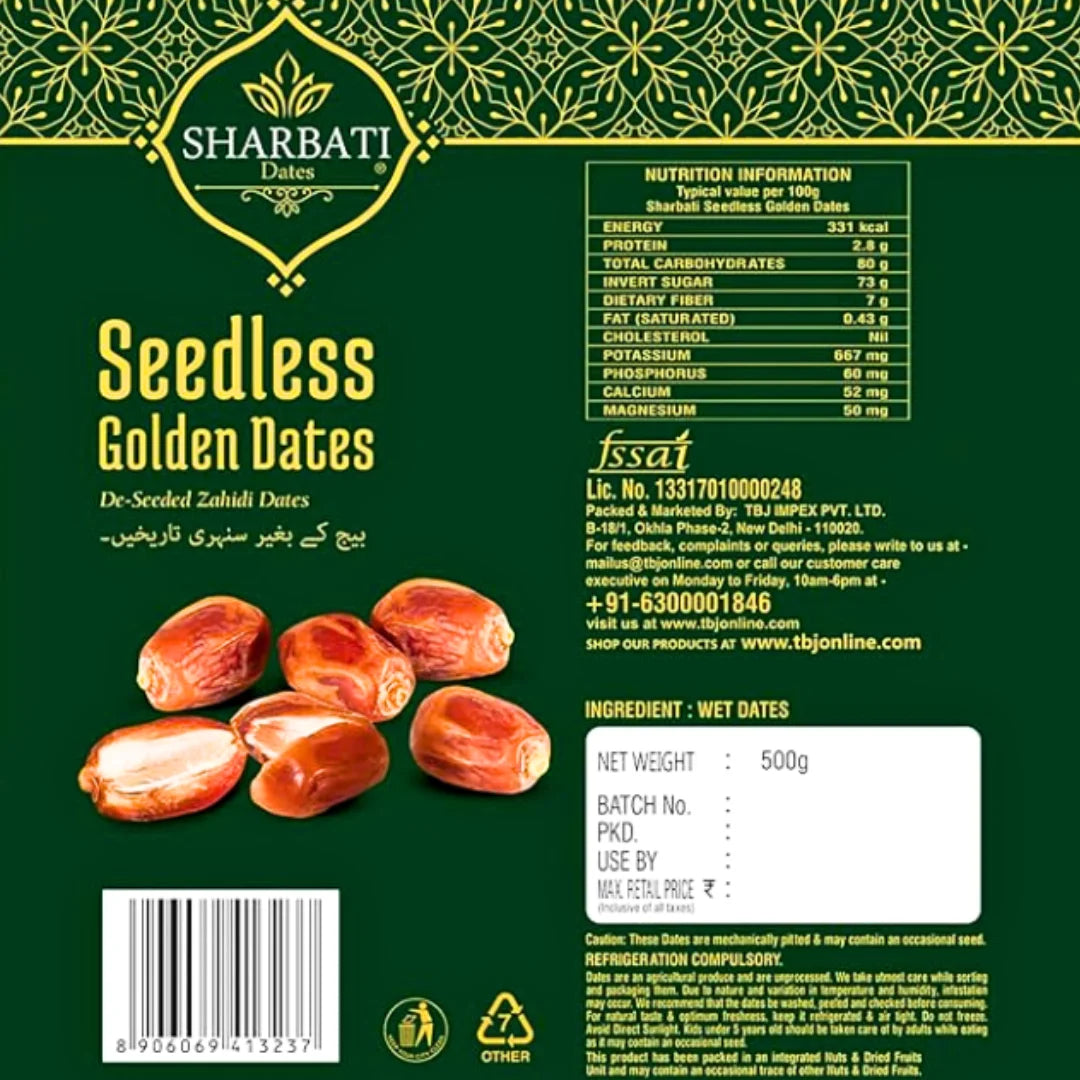 Seedless Golden Dates - 500g